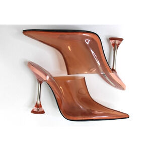 ZARA Clear High Heels Size 37 Vinyl Transparent & Pink Pointy Toe 6/6.5